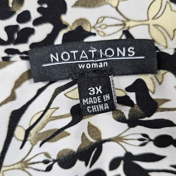 Notations Woman Floral Animal Print Button Down Shirt Size 3X Roll Tab Sleeves - Picture 11 of 14